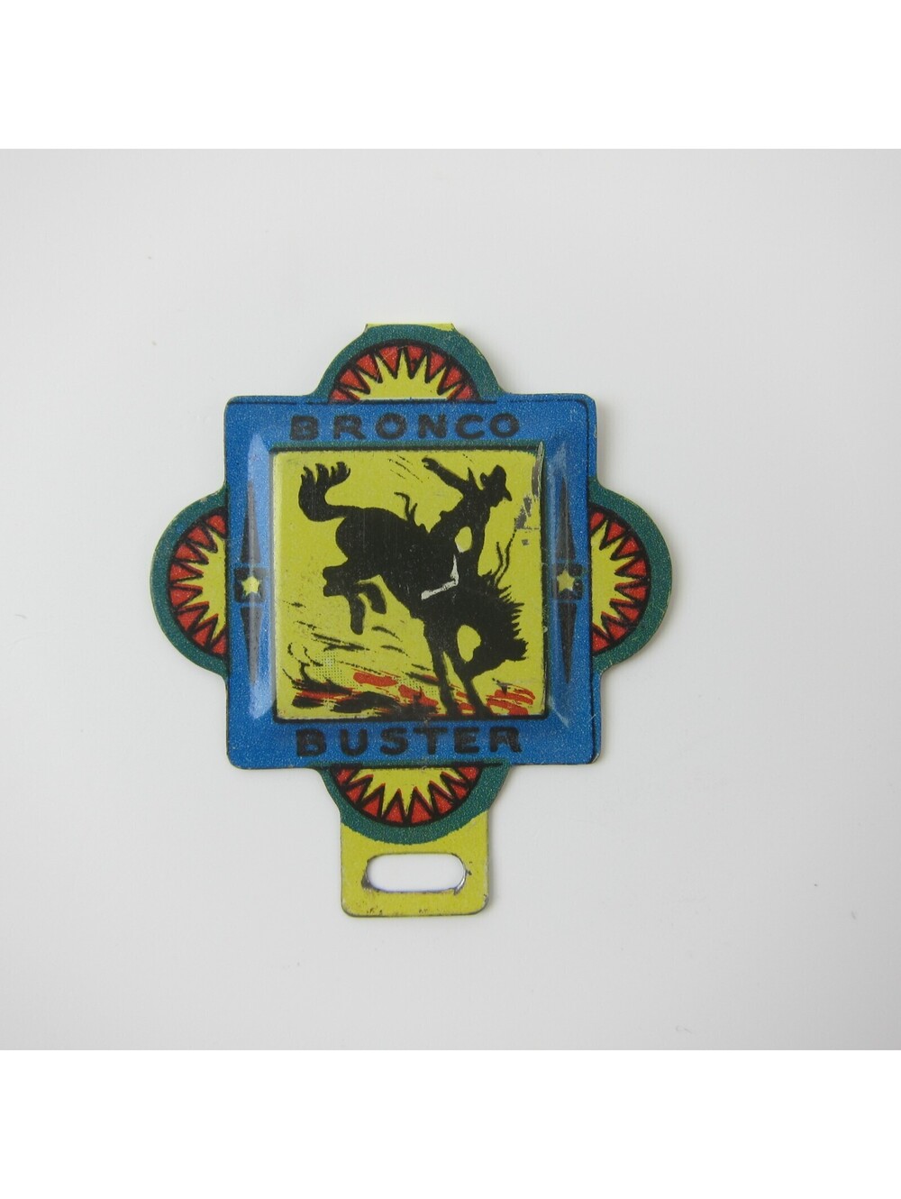Vintage 1950s Post Raisin Bran Bronco Buster Rodeo Cereal Premium Tin Litho